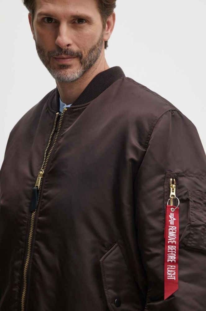 Двостороння куртка-бомбер Alpha Industries MA-1 чоловіча колір коричневий перехідна фото 4