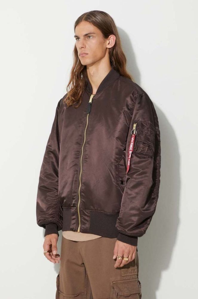 Двостороння куртка-бомбер Alpha Industries MA-1 чоловіча колір коричневий перехідна фото 7