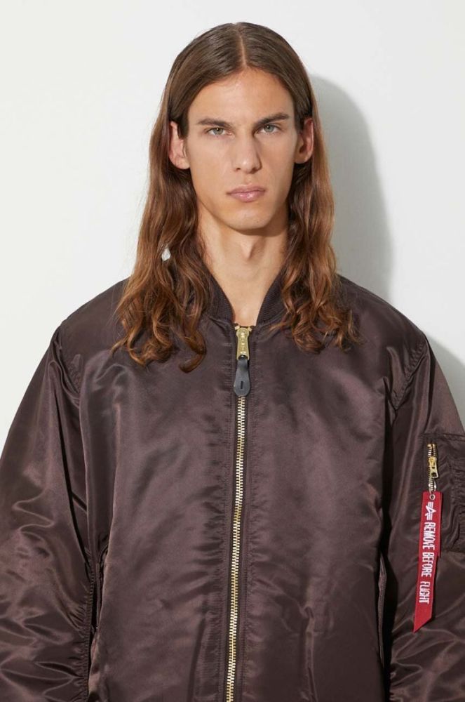 Двостороння куртка-бомбер Alpha Industries MA-1 чоловіча колір коричневий перехідна фото 9