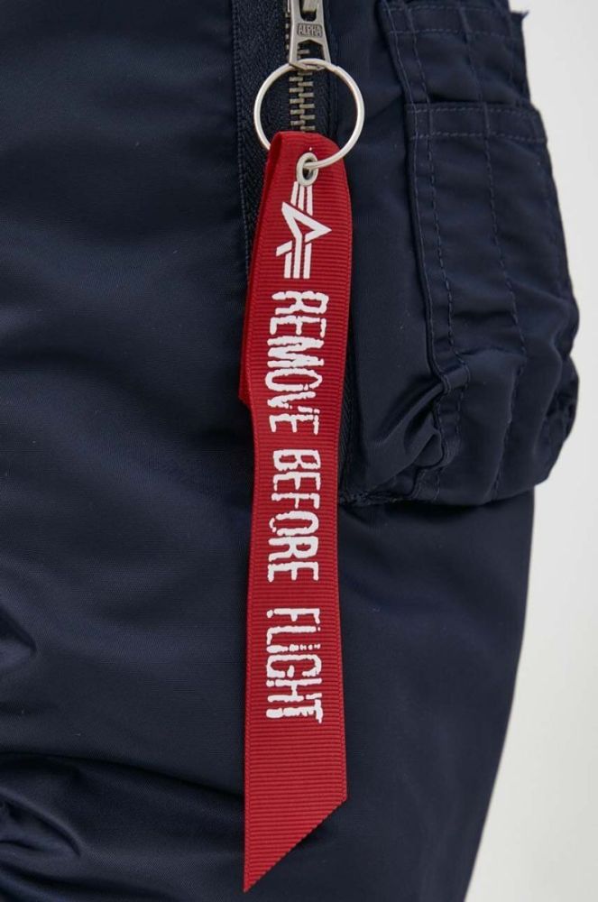 Куртка-бомбер Alpha Industries MA-1 ZH Back EMB чоловіча колір синій зимова oversize фото 5