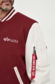 Куртка-бомбер Alpha Industries Varsity Air Force Jacket чоловіча колір бордовий перехідна