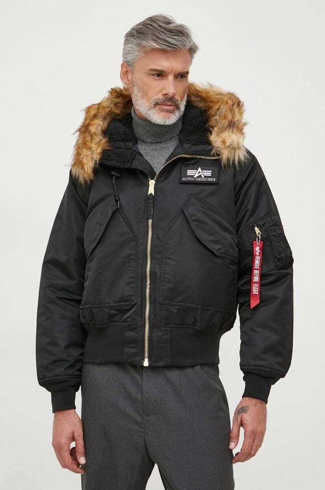 Куртка Alpha Industries 45P Hooded чоловіча колір чорний зимова