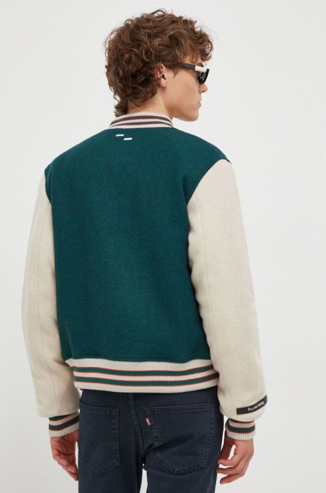 Вовняна куртка-бомбер Filling Pieces колір зелений перехідна oversize фото 3