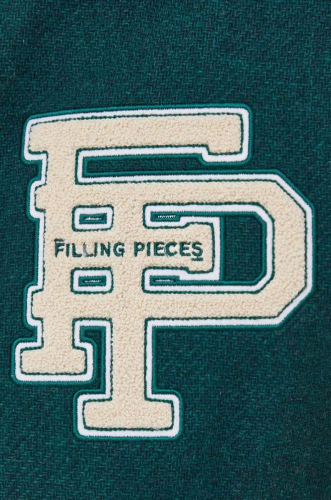 Вовняна куртка-бомбер Filling Pieces колір зелений перехідна oversize фото 5