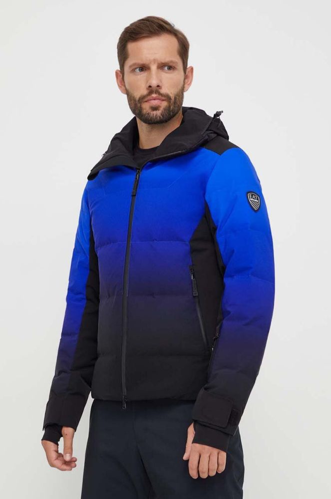 Пухова лижна куртка EA7 Emporio Armani колір блакитний