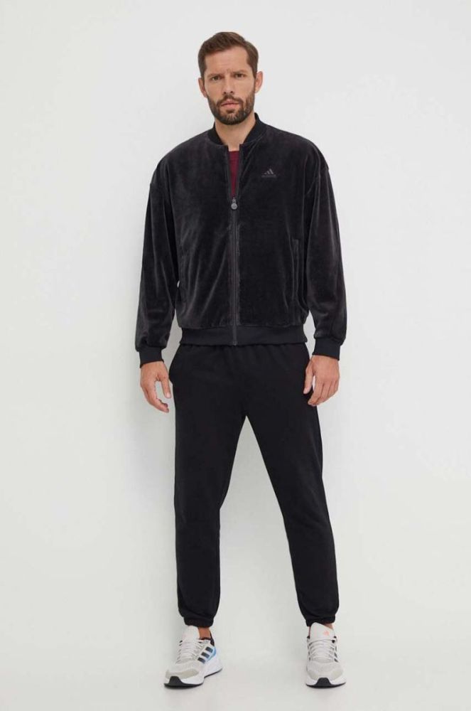 Двостороння куртка-бомбер adidas чоловіча колір чорний перехідна oversize фото 3