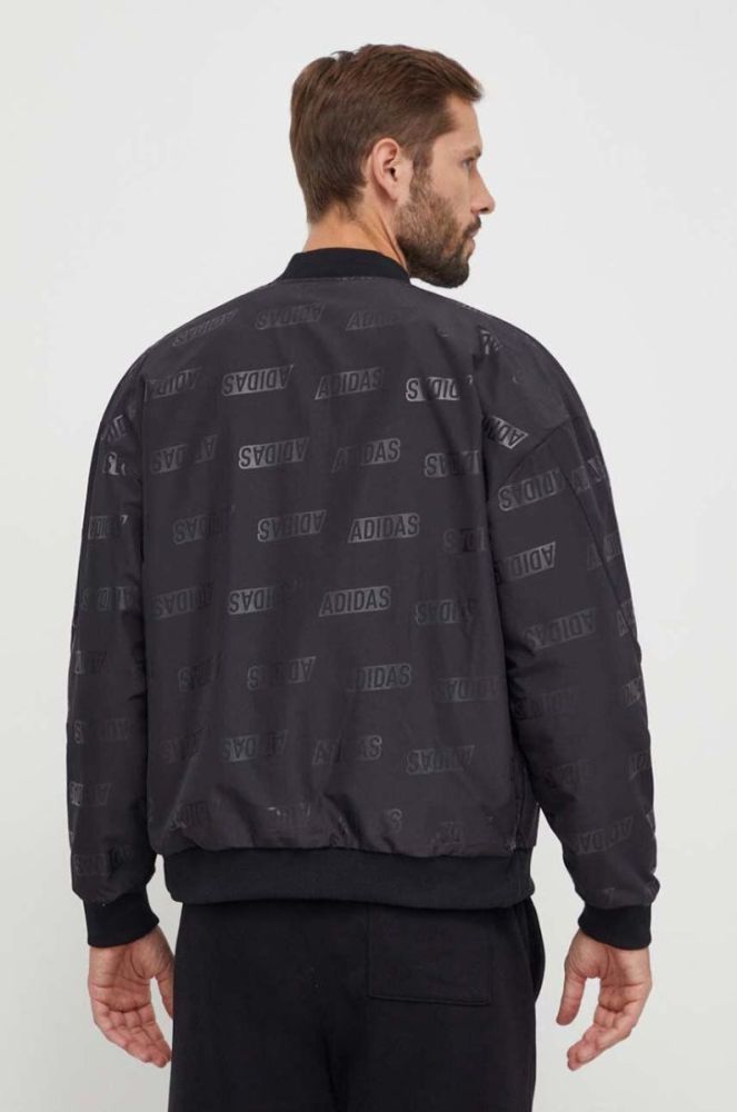 Двостороння куртка-бомбер adidas чоловіча колір чорний перехідна oversize фото 5