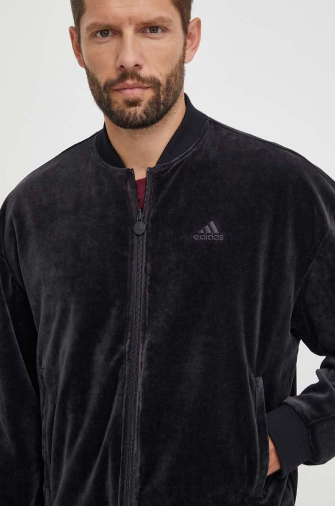 Двостороння куртка-бомбер adidas чоловіча колір чорний перехідна oversize фото 6