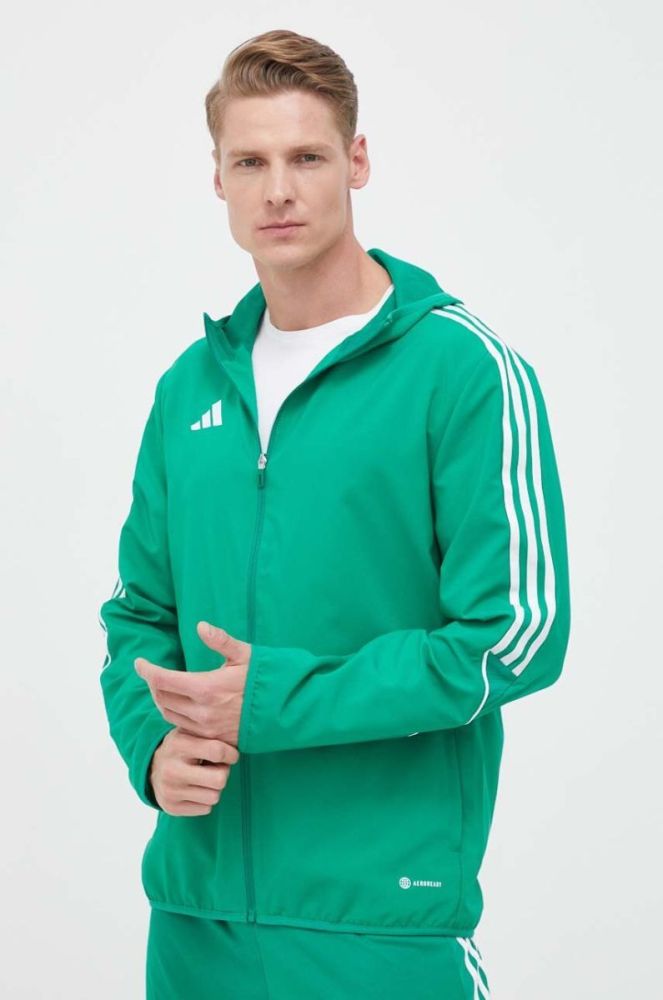 Куртка для тренувань adidas Performance Tiro 23 колір зелений перехідна фото 4