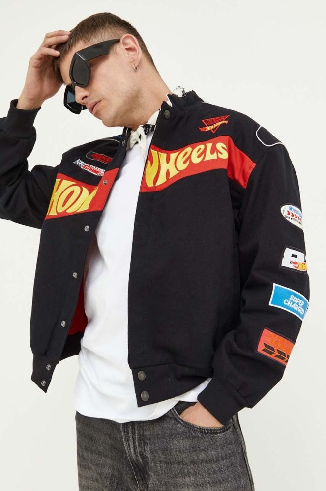 Куртка-бомбер Guess Originals x Hotwheels чоловічий колір чорний перехідна