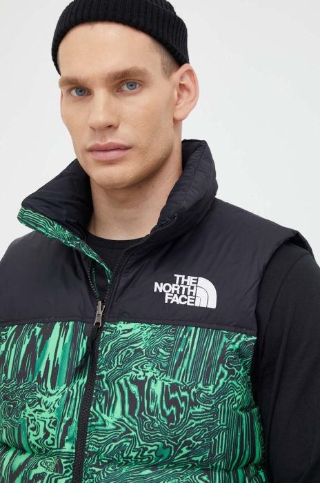 Пухова безрукавка The North Face чоловічий колір зелений зимовий