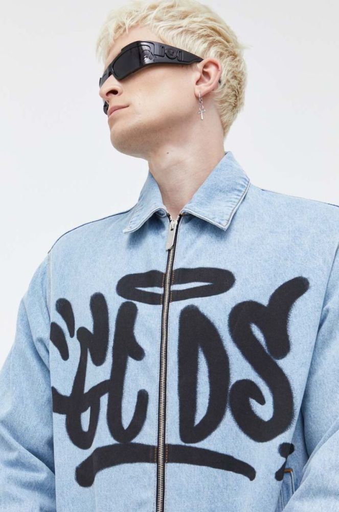 Джинсова куртка GCDS чоловіча перехідна oversize колір блакитний фото 5