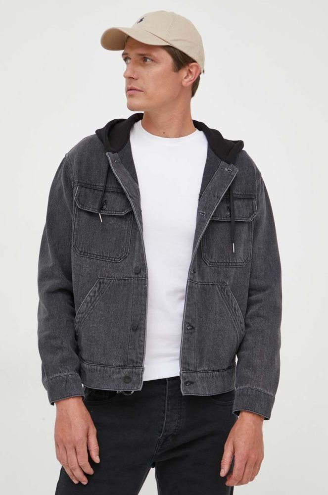 Джинсова куртка Armani Exchange чоловіча колір чорний перехідна