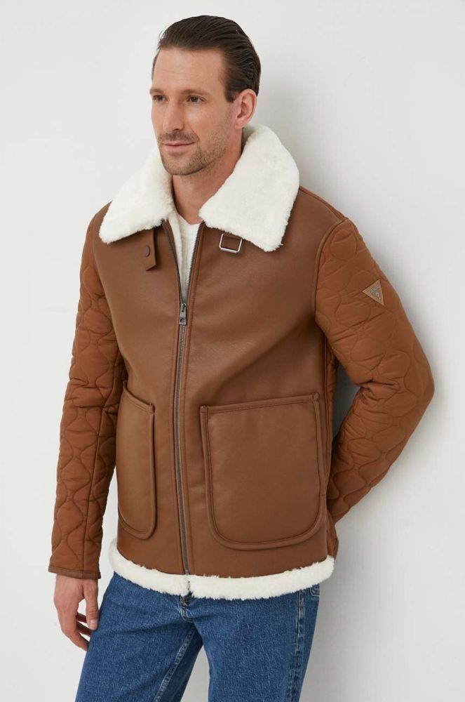 Куртка Guess чоловіча колір коричневий перехідна (3650855)