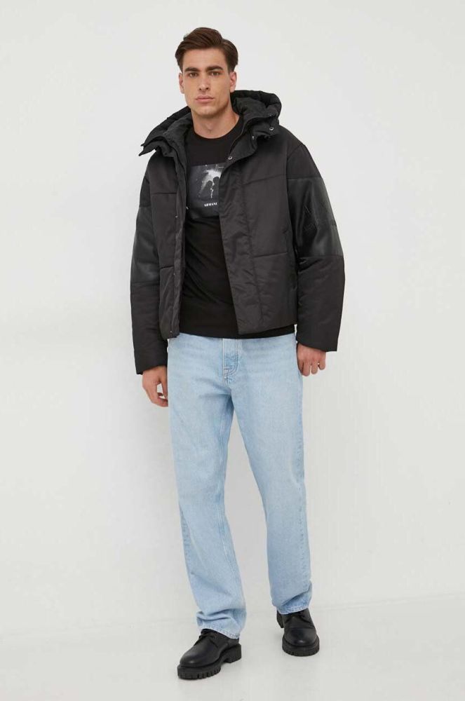 Куртка Armani Exchange чоловіча колір чорний зимова oversize