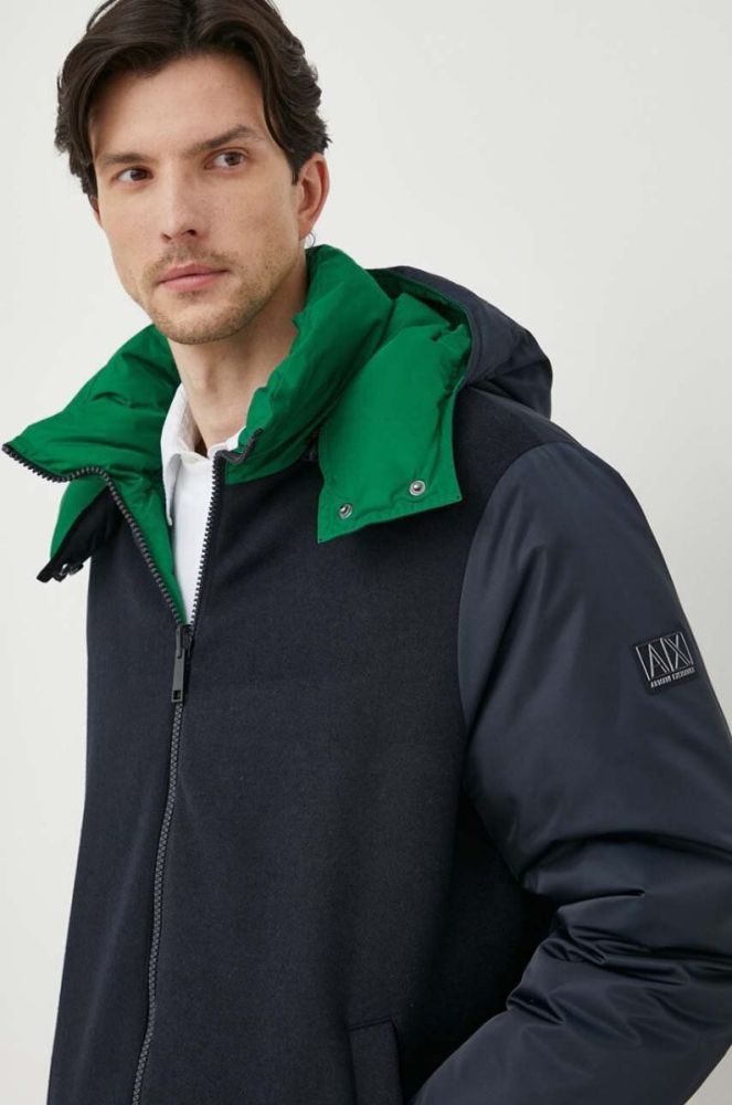 Двостороння куртка Armani Exchange чоловіча колір синій зимова (3559824) фото 6