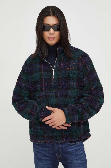 Флісова кофта Les Deux колір зелений візерунок