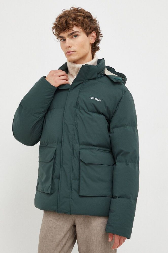 Пухова куртка Les Deux чоловіча колір зелений зимова