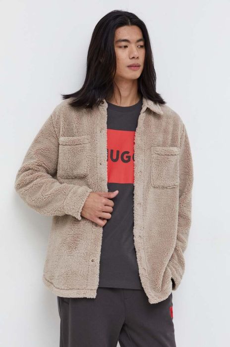 Сорочка UGG чоловіча колір бежевий regular класичний комір
