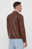 Шкіряна куртка Pepe Jeans чоловіча колір коричневий перехідна