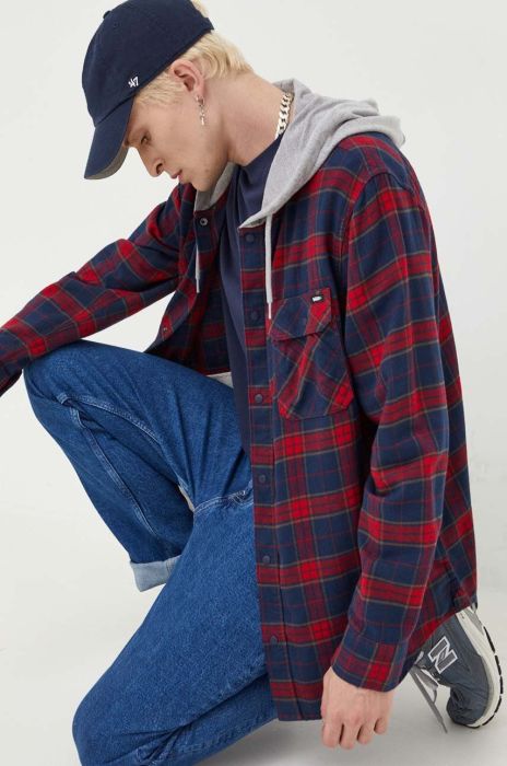 Бавовняна сорочка Vans чоловіча колір червоний regular