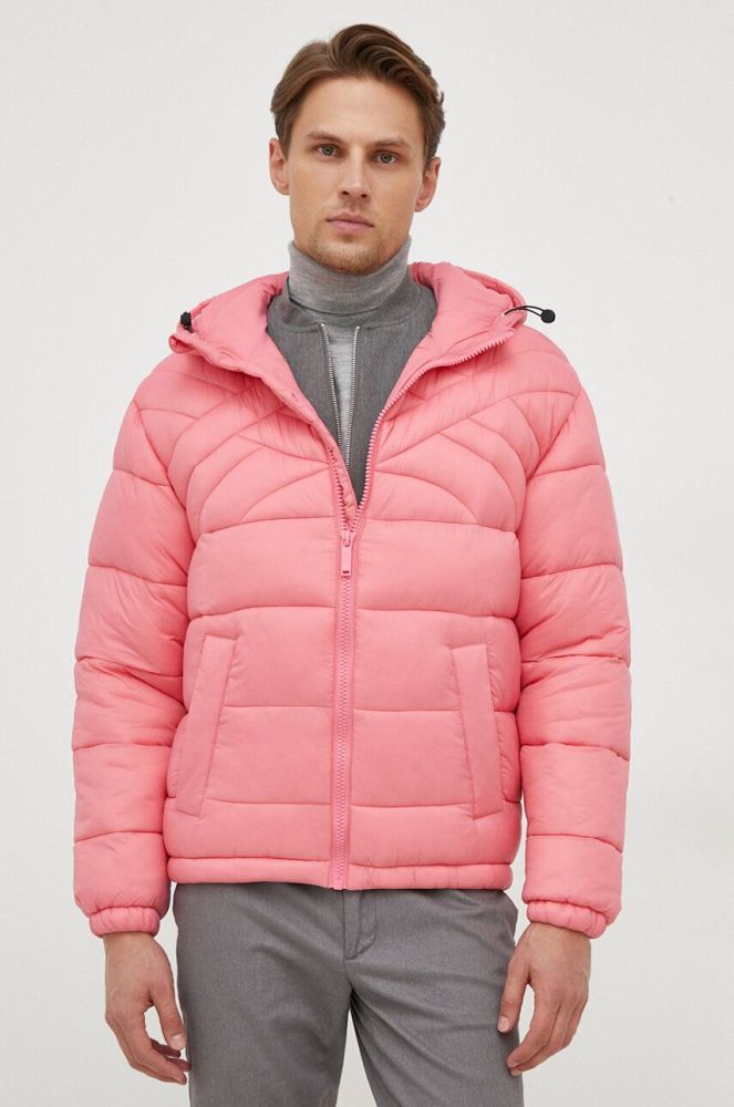 Куртка United Colors of Benetton чоловіча колір рожевий зимова oversize