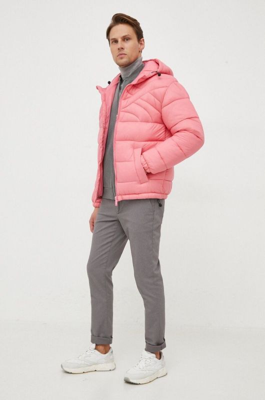 Куртка United Colors of Benetton чоловіча колір рожевий зимова oversize фото 2