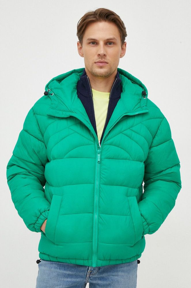 Куртка United Colors of Benetton чоловіча колір зелений зимова oversize