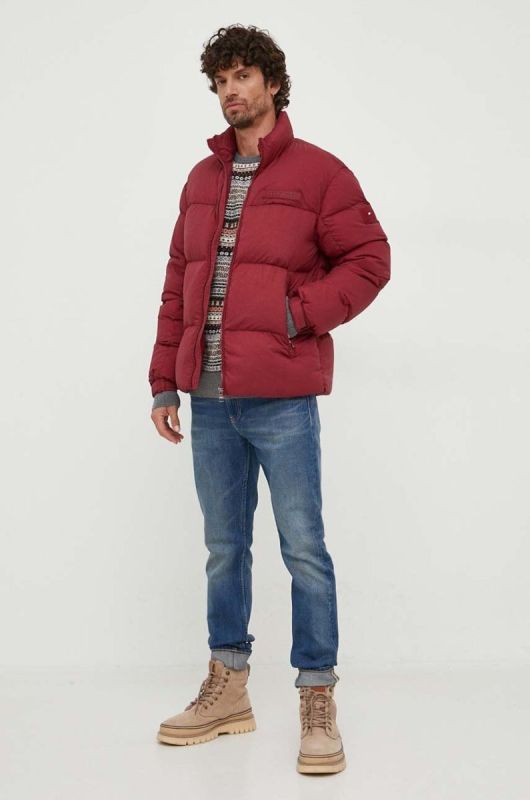 Пухова куртка Tommy Hilfiger чоловіча колір бордовий зимова фото 2