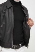 Шкіряна куртка BOSS чоловіча колір чорний перехідна (3621844)