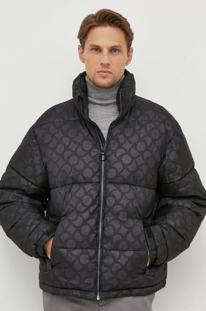 Куртка Trussardi чоловіча колір чорний зимова oversize (3657005)