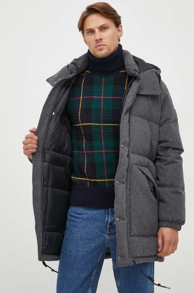Вовняна пухова куртка Polo Ralph Lauren колір сірий зимова фото 5