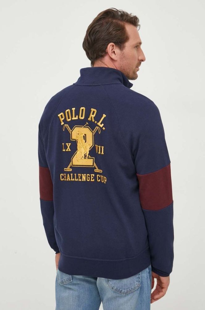 Кофта Polo Ralph Lauren чоловіча колір синій з аплікацією (3523664) фото 3