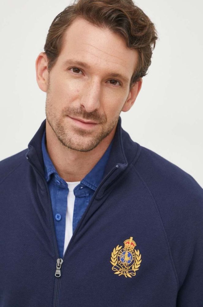 Кофта Polo Ralph Lauren чоловіча колір синій з аплікацією (3523664) фото 4