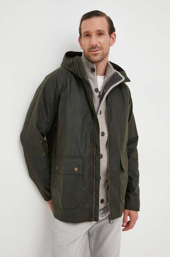 Бавовняна куртка Barbour Bedale колір зелений перехідна oversize