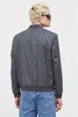 Вовняна куртка-бомбер HUGO колір сірий перехідна