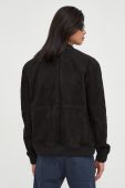 Замшева куртка-бомбер HUGO чоловіча колір чорний перехідна
