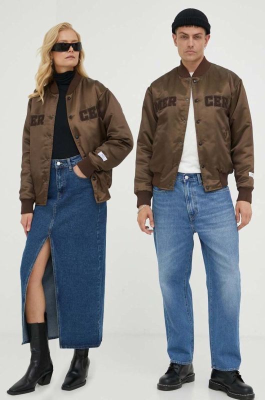 Куртка-бомбер Mercer Amsterdam колір коричневий перехідна oversize