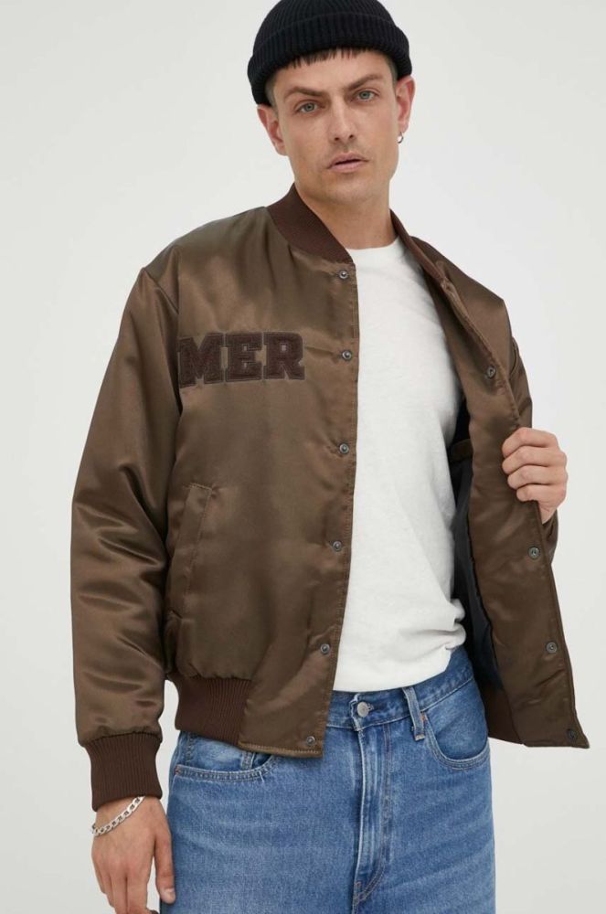 Куртка-бомбер Mercer Amsterdam колір коричневий перехідна oversize фото 11