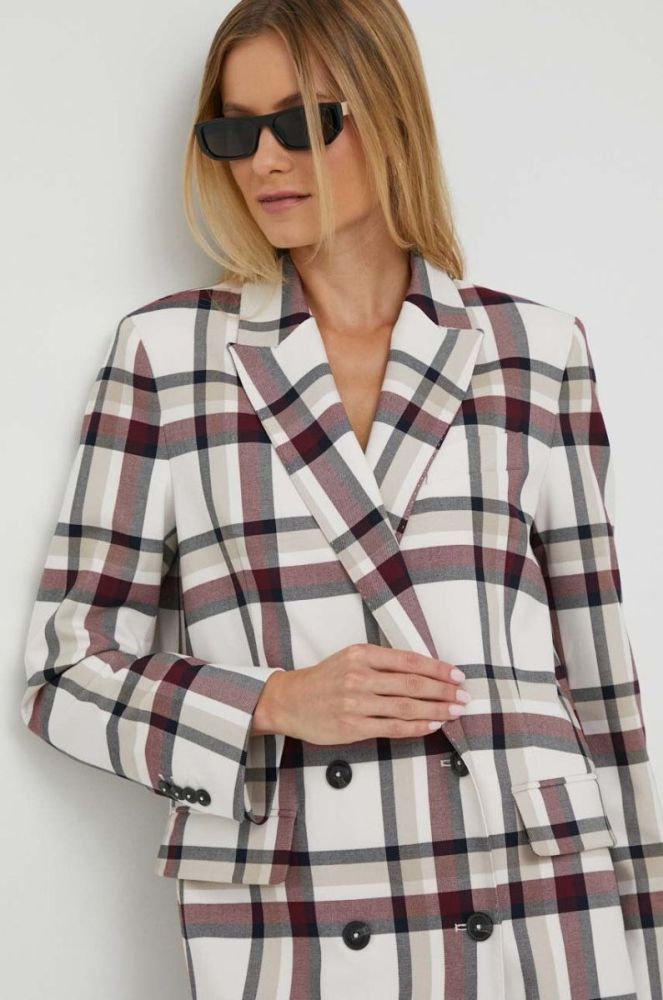 Піджак Tommy Hilfiger колір білий двобортний візерунок фото 4