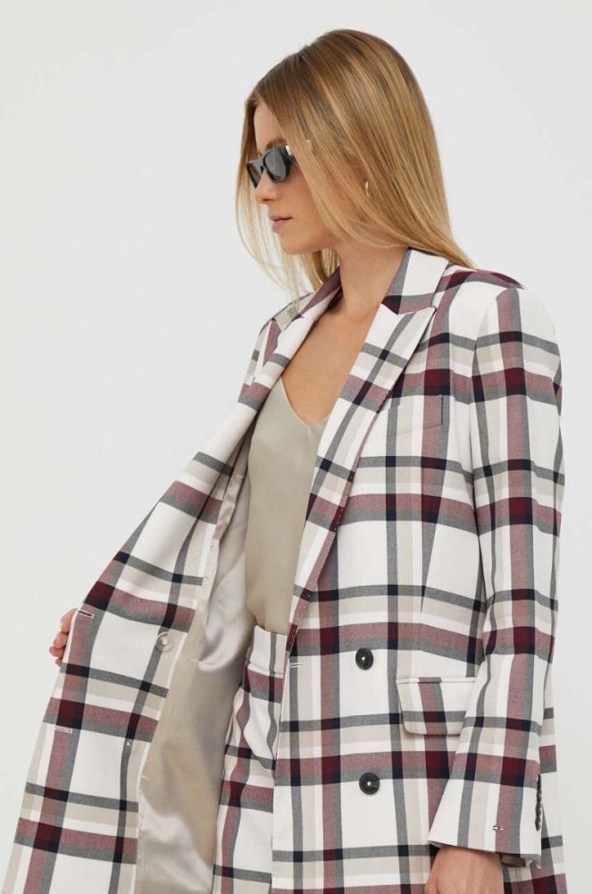 Піджак Tommy Hilfiger колір білий двобортний візерунок фото 6
