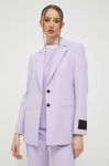 Піджак HUGO колір фіолетовий однобортний однотонна