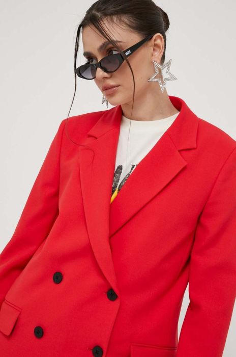 Піджак HUGO колір червоний двобортний однотонна