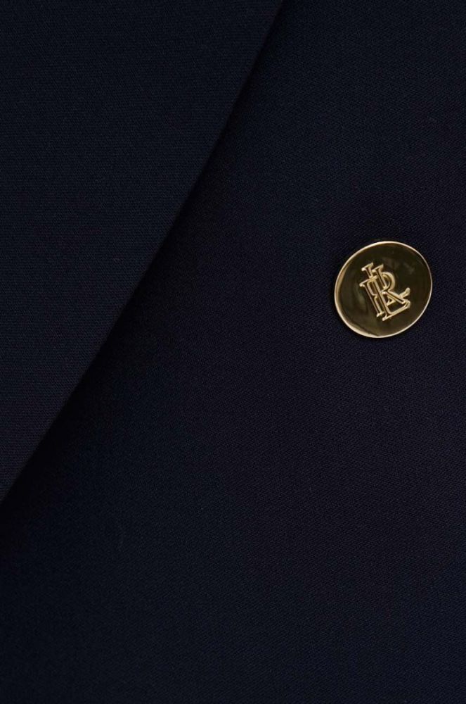 Вовняний піджак Lauren Ralph Lauren колір синій двобортний однотонна фото 5