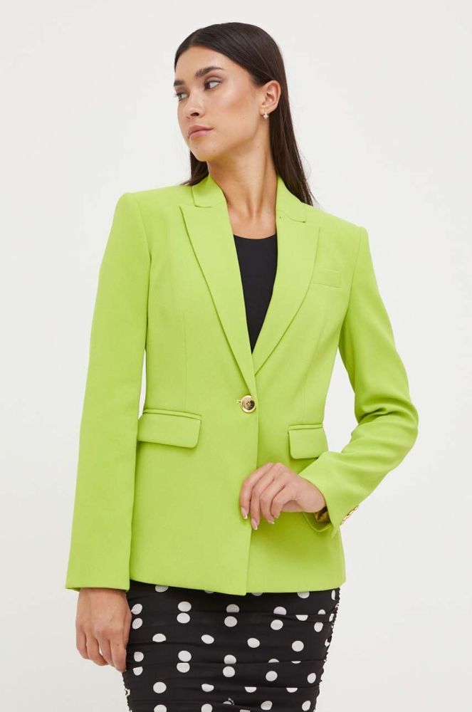 Піджак Pinko колір зелений однобортний однотонна