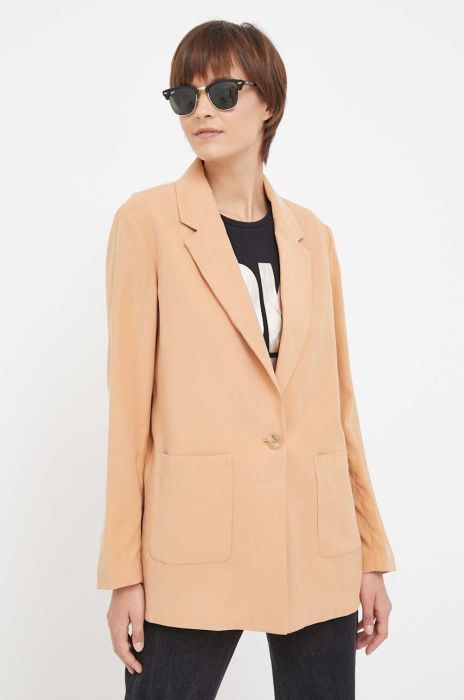 Піджак Dkny колір коричневий однобортний однотонна