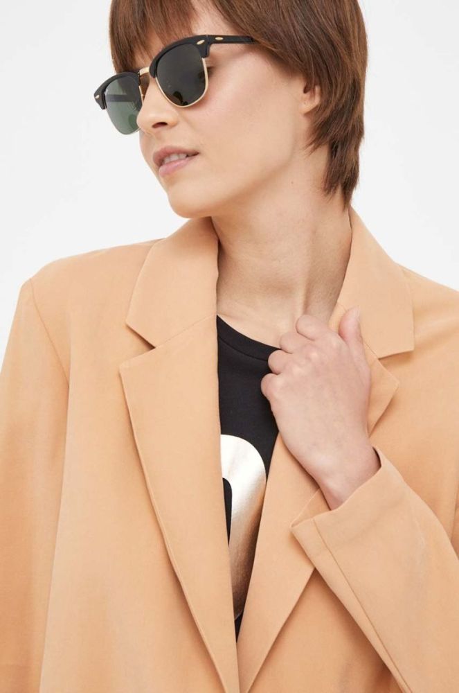 Піджак Dkny колір коричневий однобортний однотонна фото 4