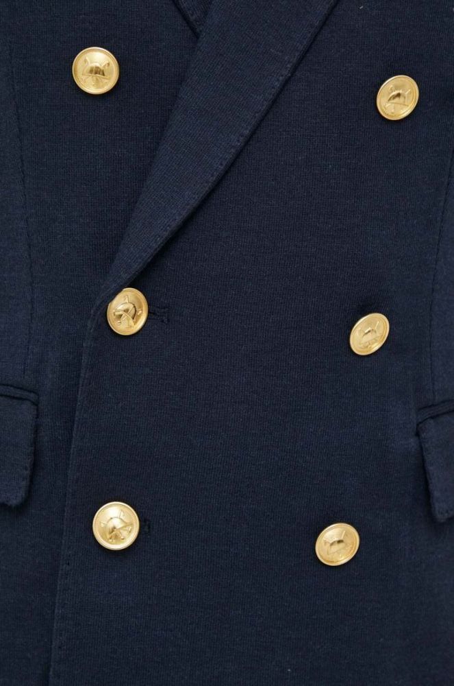Піджак з домішкою вовни Polo Ralph Lauren колір синій двобортний однотонна фото 5