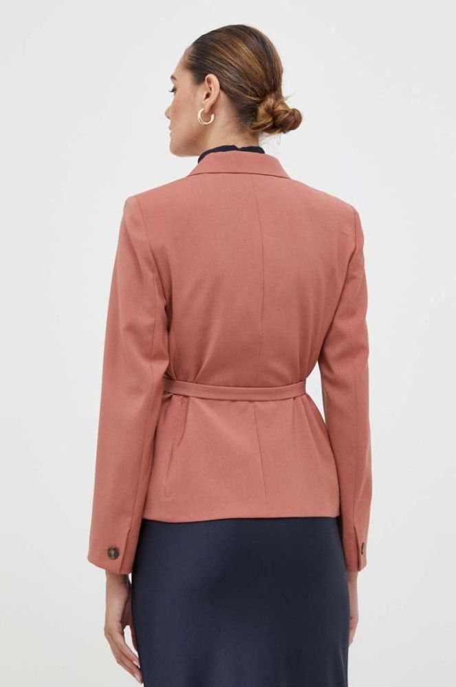 Вовняний піджак Weekend Max Mara колір рожевий двобортний однотонна фото 3