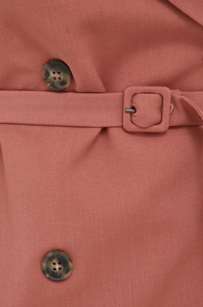 Вовняний піджак Weekend Max Mara колір рожевий двобортний однотонна фото 5